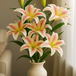 artsy Artificial Flowers for decoration lily flower bunch for vase/pot Multicolor Lily Artificial Flower-picture-15