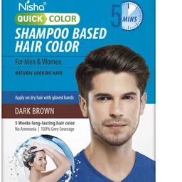 nisha Shampoo hair colour dark brown for women 20ML Each Sachet (10 Sachet in 1 Box) , Dark Brown image 4