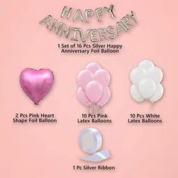 party midlinkerz Solid Pink Anniversary Decoration Items Combo for husband,wife. Balloon image 2