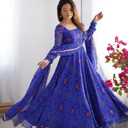 ashiya fab Self Design Georgette Stitched Anarkali Gown image 2