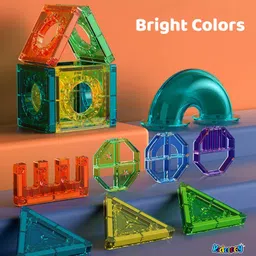 kidology DIY Colorful Magnetic STEM Building Tiles 73 Pcs Educational Toys for Kids image 2