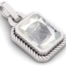 sidhgems 7.25 Ratti White Sapphire Pendant Original Certified Lab Pukhraj Ratan Pendant Silver Sapphire Brass Pendant image 5