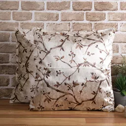 Brown Floral Polyester Blend 24 x 24 Inches Cushion Covers (Set of 2) by The Conversion image 1