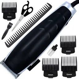 QGS Professional Corded Waterproof Beard Mustache Trimmer Powerful 9W Hair Clipper Salon approved Electric Razor Grooming Kit (6 Month Warranty) 2074 Fully Waterproof Grooming Kit 0 minRuntime 4 Length Settings-image-46