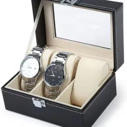 awestuffs Watch Box for Men and Women, 3 Slot Watch Display Case Watch Box Organizer Watch Box-picture-13
