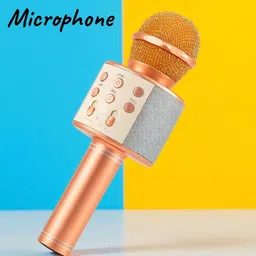 shamsa X345 Rechargeable Bluetooth Mic for Parties & Home Karaoke – Gold Finish Microphone image 1