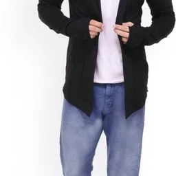 glampanda Men Longline Full Sleeve Black Shrug image 5