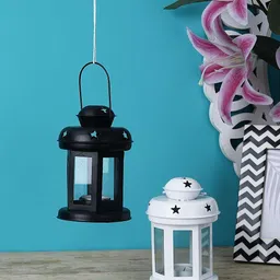 metalmastery Black, White Iron Hanging Lantern-picture-35