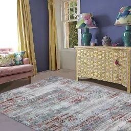 Grey Abstract Polypropylene 4 ft x 6 ft Machine Made Carpet by Apco image 1