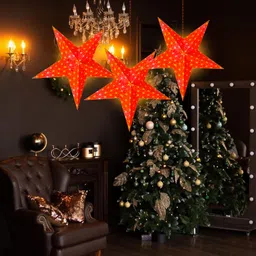 me&you Foldable Paper Star Lantern for Christmas & Party Decoration Hanging Star Pack of 3 image 1