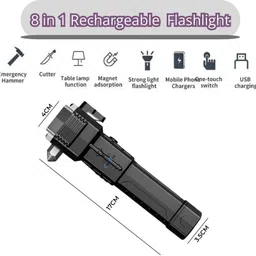 privatecave Hammer Torch Rechargeable Flashlight 3 hrs Torch Emergency Light image 3