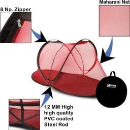 sasdan Polyester Adults Washable Verticle Zip Mosquito Net - L,B,H (7 x 7 x 4.6 ft) with High-Quality Zip Mosquito Net image 2