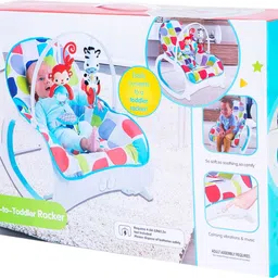 baby moo Infant To Toddler Polka Dotted Portable Rocker With Hanging Toys Blue Rocker image 4