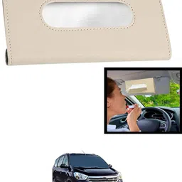 maties Universal Leatherite Rectangle Beige Tissue Box For Car/office/Home-178 Vehicle Tissue Dispenser-picture-13