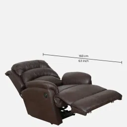 casacraft from pepperfry Valencia Leatherette 1 Seater Motorized Recliner in Dark Chocolate Brown Colour image 4
