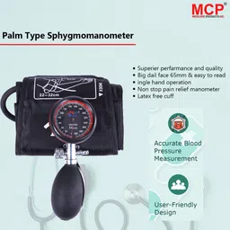 MCP Healthcare Professional Manual BP Monitor Palm Type Aneroid Sphygmomanometer Latex Free Sphygmomanometer with Latex-Free Cuff – BP Monitor for Accurate Readings Bp Monitor image 3