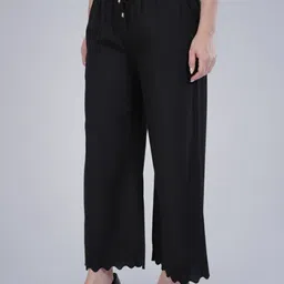mm-21 Women Relaxed Black Cotton Blend Trousers image 4