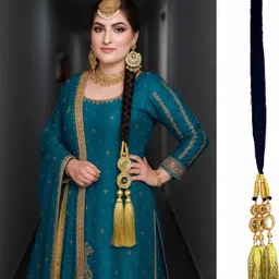 a h s Patiala Shahi Parandi Punjabi Volumizer Choti paranda Golden Pack_of 1 Hair Extension image 1