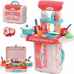 him tax Portable Cooking Suitcase Toys Mini Kitchen Play Set for Kids-picture-10
