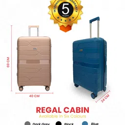 vittag REGAL Blue Cabin Trolley Bag | Lightweight Polypropylene Suitcase with 8 Wheels Luggage Trolley image 4