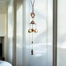 yeahmom Metal Wind Chime for Home & Garden Feng Shui Good Luck Bell with Fish Design Wood, Stainless Steel Windchime image 1