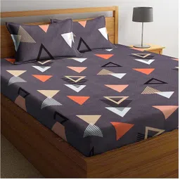 blinkberry Cotton Double, King Fitted (Elastic) 250 TC Geometric Bedsheet image 2