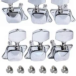 6 Pcs Guitar String Tuning Pegs Silver Key for Electric& Acoustic Guitar (3L+3R) Manual Analog Tuner-image-44