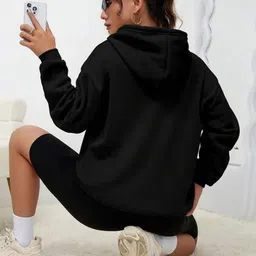 hell bound Women Full Sleeve Solid Hooded Sweatshirt image 2