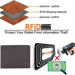 h&h Men Formal Brown Genuine Leather RFID Wallet image 4