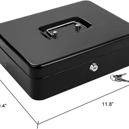 wolblix Metal Cash Box with Lock Key and Money Tray Large Money Box for Money Cash Box image 5