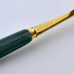 mgeezz Golden Big Spoons Set with Green Ceramic Handle Dinner table Serving Spoon Stainless Steel, Ceramic Serving Spoon, Tea Spoon, Table Spoon Set image 4