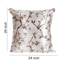 Brown Floral Polyester Blend 24 x 24 Inches Cushion Covers (Set of 2) by The Conversion image 3