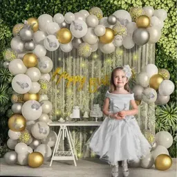 xzotic Golden & White Silver Theme Birthday Decoration item image 2