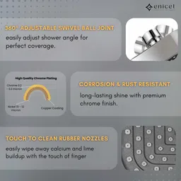 ENICET Brass Wall Mixer With Overhead Shower, Bathroom shower set, Chrome finish, wall mixer for bathroom, 3-in-1 Brass Wall Mixer with Shower & Hand Shower Set, rain flow image 5