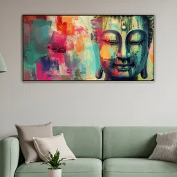 nestroots Canvas Framed Buddha Head Wall Painting image 1