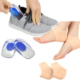 2 Pcs Combo Gel Heel Cups Silicone Heel Pad for Heel Ankle Pain Ankle Support-image-2