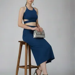 ekeshwara Women Ethnic Dress Blue Midi/Calf Length Dress image 5