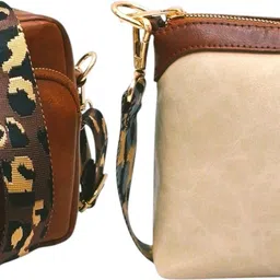 dakota Brown, Beige Women Sling Bag /Crossbody Bag with Golden Adjustable Belt for Girls & Women-picture-14