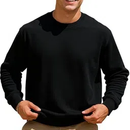 mayankhub Men Solid Round Neck Black Sweater-picture-12