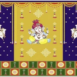 anu novelties Ganesh printed Special Size 5 Feet Height 8 Feet Ganesh Festival Special Curtain Fabric-picture-19
