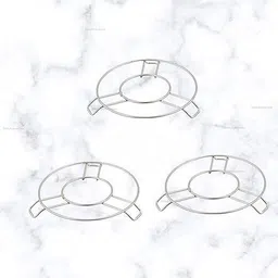 epraiser Sturdy Premium Stainless Steel Table Ring (Pack of 3) Hot Pot Stand for Hot Plates / Utensils , Cooker and Tableware / Cookware etc SS Trivet image 2