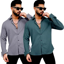 ikon fashion Men Regular Fit Solid Curved Collar Casual Shirt-picture-21