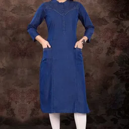 sk creation Women Self Design Cotton Blend Straight Kurta image 5