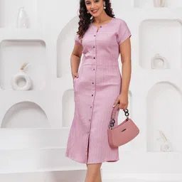 highlight fashion export Women A-line Pink Midi/Calf Length Dress-picture-20