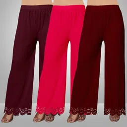 kiran impex Pack of 3 Women Straight Fit Multicolor Lycra Blend Trousers-picture-18