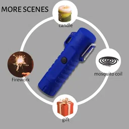 shoppoworld Rechargeable Electric Arc Lighter with LED Flashlight Rechargeable Electric Plasma Lighter with LED Flashlight Windproof USB Lighter Pocket Lighter image 2