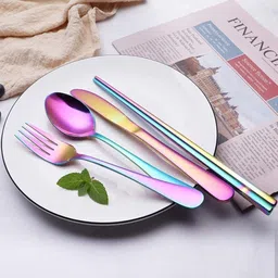 drworld Portable Stainless Steel Rainbow Utensil Set Stainless Steel Cutlery Set-picture-40