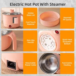 weprove Multipurpose Electric Cooking Pot 1.5L Mini Hot Pot for Pasta, Egg Egg Cooker image 4