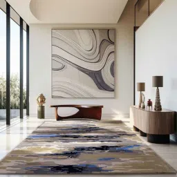 Yellow Abstract Wool 4 ft x 6 ft Hand Tufted Carpet-image-23