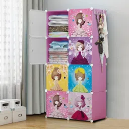 crexos Wardrobe for Kids Clothes Almirah Baby Storage Organizer Cupboard for Toys Books PP Collapsible Wardrobe-picture-22